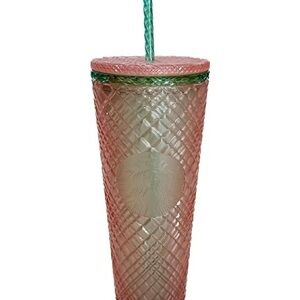 Starbucks 2023 Summer Jeweled Pearl Pink Green Tall 24oz Cold Cup Tumbler